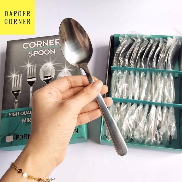 Gambar SENDOK MAKAN STAINLESS TEBAL HOTEL RESTAUTANT 12 PCS MIRROR FINISH dari DAPOER CORNER undefined Tokopedia