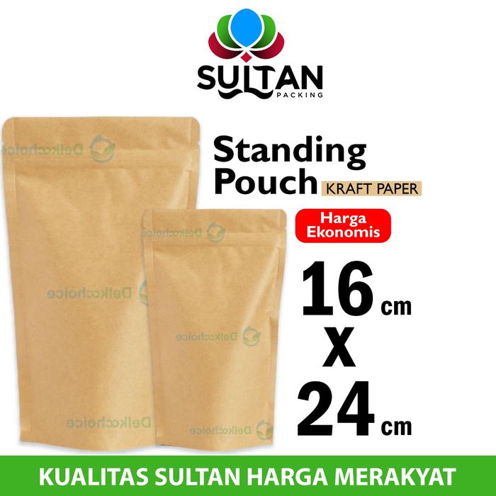 Jual PLASTIK KLIP 16x24cm KRAFT PAPER NON WINDOW STANDING POUCH