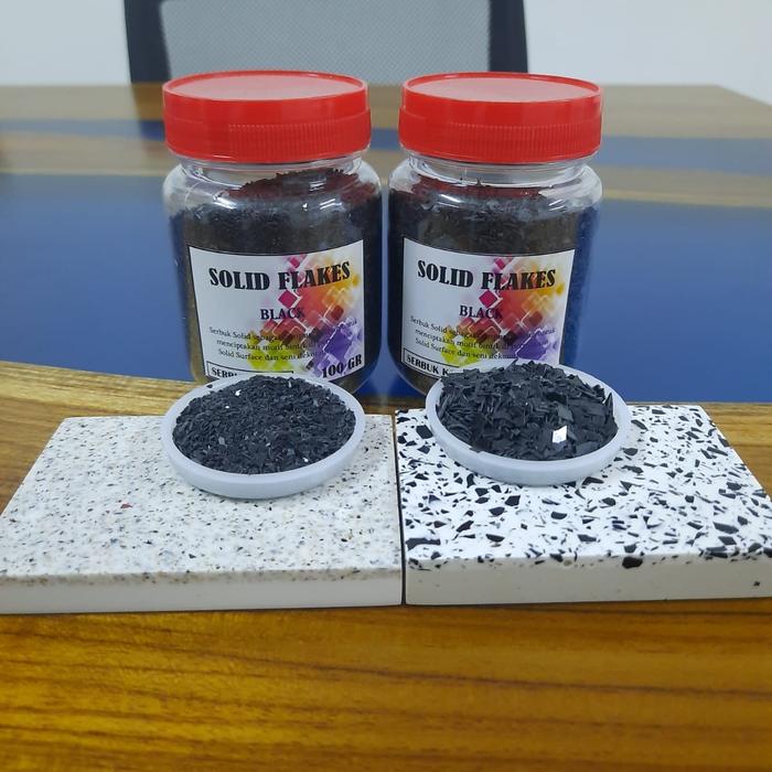 Gambar Serbuk Solid Flakes untuk motif bintik Solid Surface (KASAR) -2 - black, 1000 gr dari Alensy Wooden undefined Tokopedia