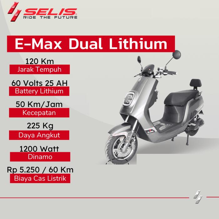 Gambar Sepeda Motor Listrik Selis tipe E-Max Dual Baterai Lithium Electric Bi - grey dari Sepeda dan Motor Listrik undefined Tokopedia
