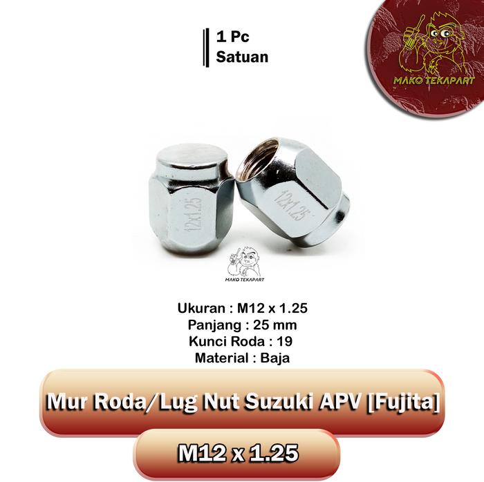 Jual [SATUAN] Mur roda Fujita lug nut Suzuki APV M12 x 1,25 (Kunci 19 ...