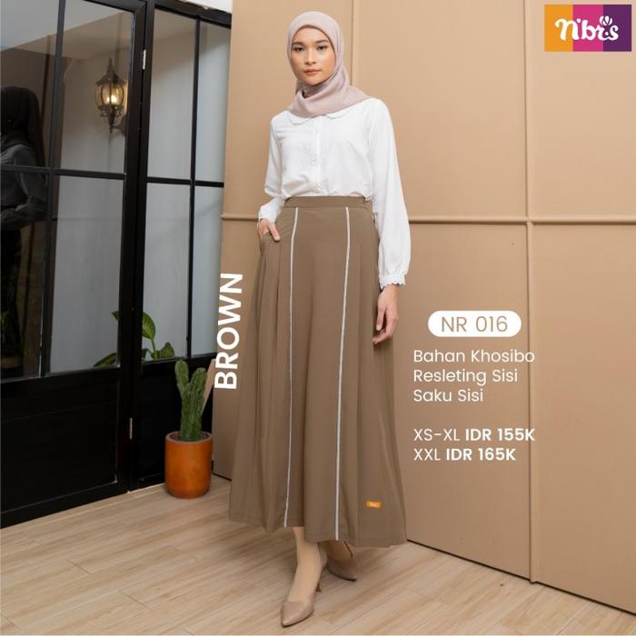Gambar ROK NIBRAS NR 016 / ROK NIBRAS ORIGINAL / BAWAHAN WANITA NBRS TERBARU - Brown, XXL dari JAZA Hijab undefined Tokopedia