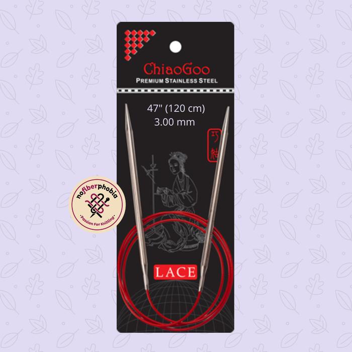 Gambar Jarum Rajut Chiaogoo Premium SS Red Lace Circular 47" (120 cm) - 3.00mm dari Nofiberphobia undefined Tokopedia