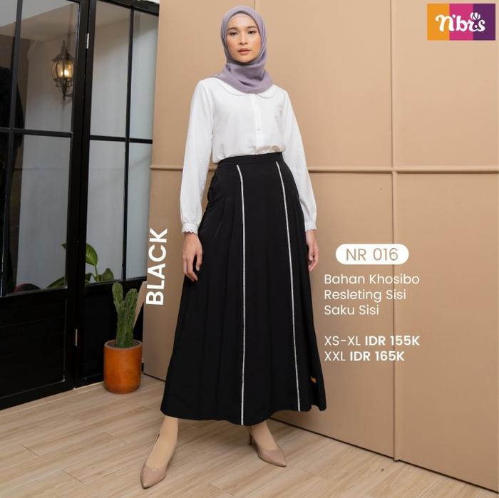 Gambar ROK NIBRAS NR 016 / ROK NIBRAS ORIGINAL / BAWAHAN WANITA NBRS TERBARU - Black, XL dari JAZA Hijab undefined Tokopedia