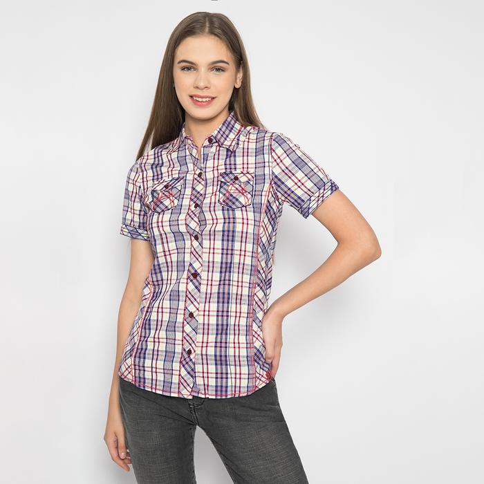 Gambar LGS Kemeja Wanita Slim Fit Ungu Motif LSH Size L - L dari LGSgeneration undefined Tokopedia