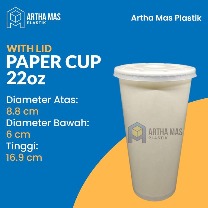 Jual Paper Cup 22 oz Cold + Lid - Gelas Kertas 22oz (660ml) @50 pcs ...