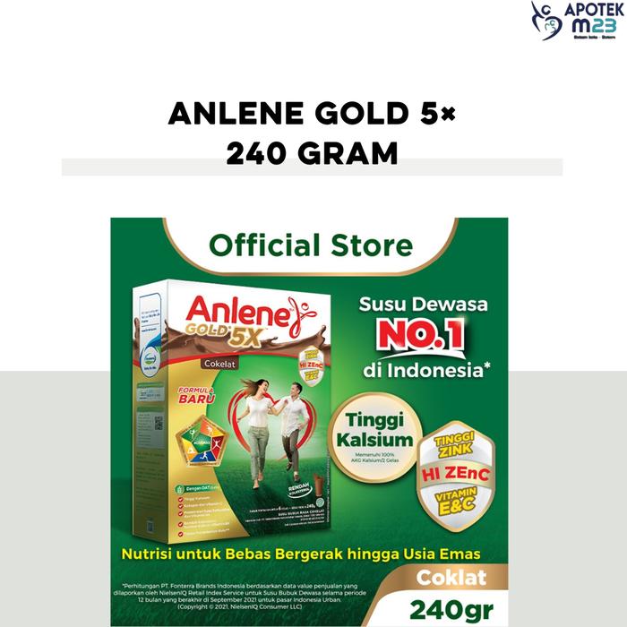 Gambar Anlene Gold 5X Susu Bubuk Vanila dan Coklat 240g - Nutrisi Tulang - Coklat dari Apotek M23 Odessa undefined Tokopedia