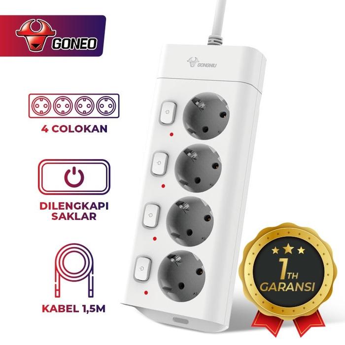 Jual GONEO G3040 Stop Kontak Single On/Off Power Strip 4 Lubang Kabel ...
