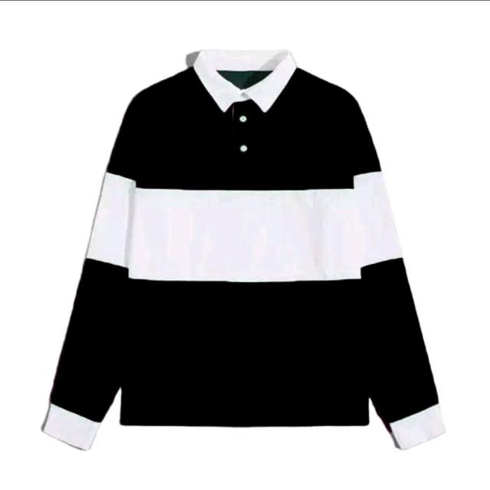 Gambar vintage rugby polo shirt kaos pria lengan panjang - Hitam, L dari usupolshop undefined Tokopedia