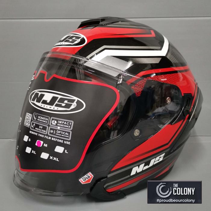 Gambar HELM NJS KAIROZ KAIROS MOTIF ZENITH BLACK BLUE DOFF 2V - BLACK RED, M dari Thecolonys undefined Tokopedia