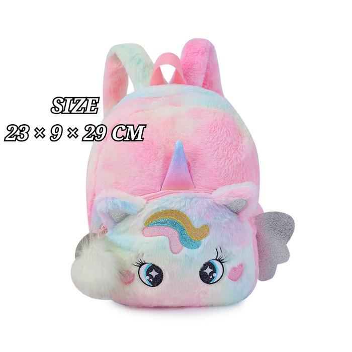 Gambar Tas Ransel bulu Unicorn anak Paud TK Tas Kitty kucing Caticorn import - Bulu Sayap Rnbw dari trendberry undefined Tokopedia