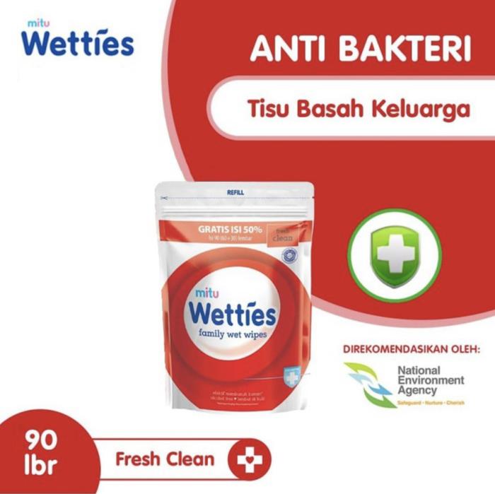 Gambar Mitu Wetties Refill 90 s Tissue Basah Keluarga Anti Bakteri - Fresh Clean RED dari RING COLLECTION undefined Tokopedia