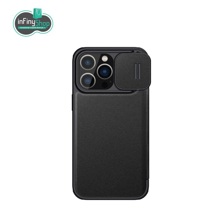 Gambar APPLE IPHONE 14 PRO (6.1)-NILLKIN QIN PRO LEATHER CASE (PLAIN & CLOTH) - Classical Black dari Infinyshopid undefined Tokopedia