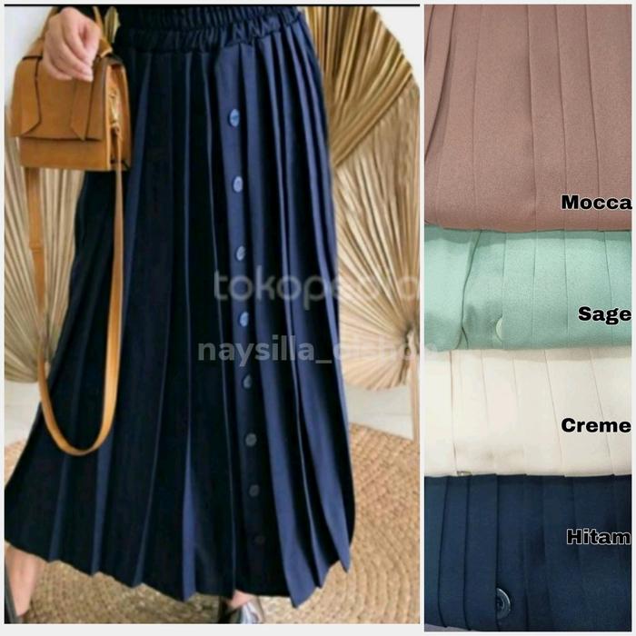 Gambar rok plisket panjang dari naysilla_olshop undefined Tokopedia