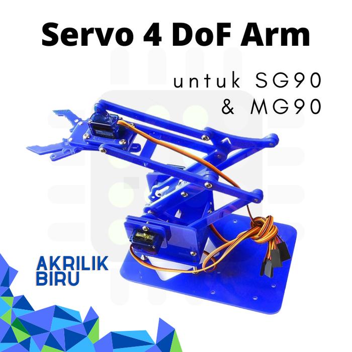 Gambar Robotic Arm 4 Degree of Freedom u Servo SG90 MG90 4 DoF Lengan Robot - Akrilik Biru dari Freelab Jakarta undefined Tokopedia