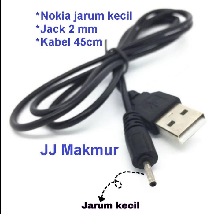 Gambar Kabel Charge USB cas Hp Nokia jek 2 mili Cable charger phone jack 2mm - Jack Kecil 2mm dari JJ Makmur Electronic undefined Tokopedia