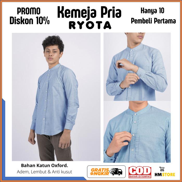 Gambar Kemeja Pria Polos Ryota Casual Model Slimfit Pria Lengan Panjang - Sky Blue, XXL dari Hasan Muslim Store undefined Tokopedia
