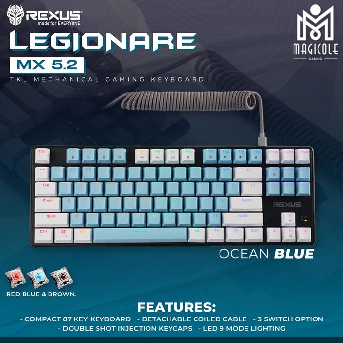 Gambar Rexus Legionare MX5.2 / MX 5.2 Finale TKL Mechanical Gaming Keyboard - Ocean Blue, Red Sw dari mog id undefined Tokopedia