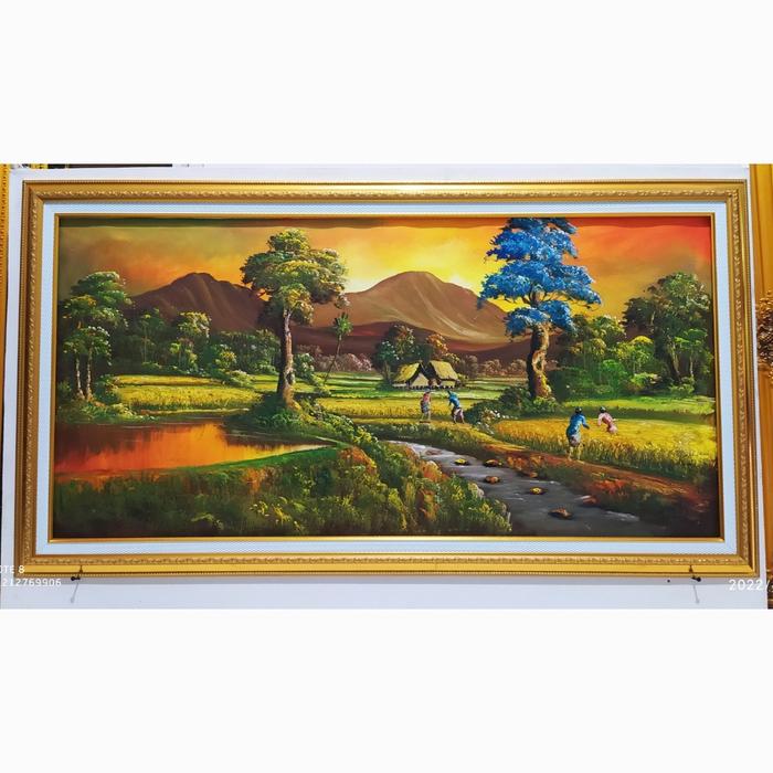 Gambar lukisan sunset lukisan asli tangan lukisan pemandangan - Orange dari SANJAYA PIGURA ART undefined Tokopedia