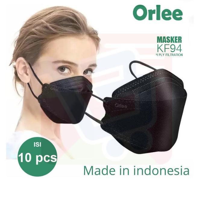 Gambar Masker KF94 Orlee 4ply earloop Peach Green Tea Matcha Cream isi 10 - Hitam dari Lbagstoremall undefined Tokopedia