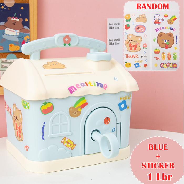 Gambar [ORGM] Pajangan Dekorasi Celengan Koin Bentuk Rumah dengan Sticker 3D - BIRU+sticker+3D dari Origami Stationery undefined Tokopedia