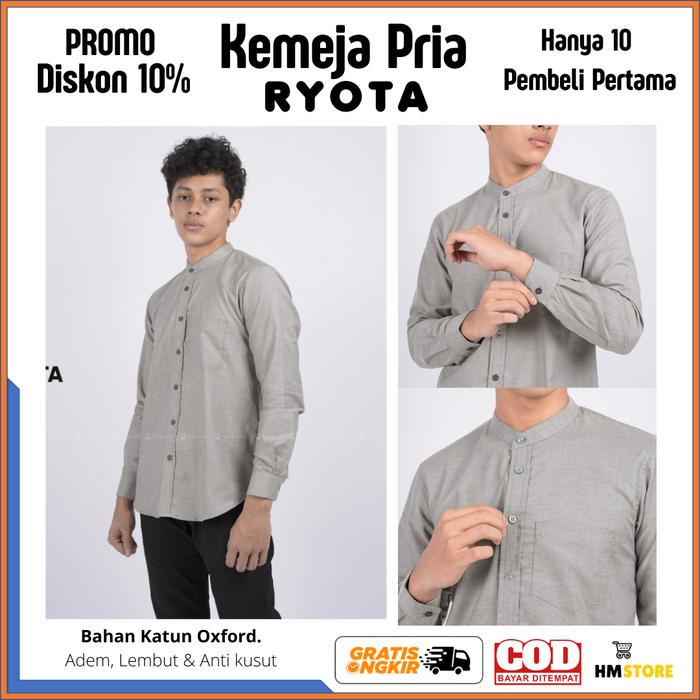 Gambar Kemeja Pria Polos Ryota Casual Model Slimfit Pria Lengan Panjang - Ivory, M dari Hasan Muslim Store undefined Tokopedia