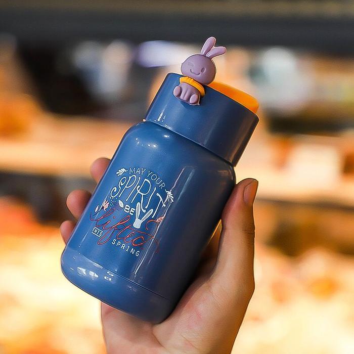 Gambar Botol minum kaca rabbit 330ml botol minum kaca mini gelas minum kaca - Bunny Navy dari Stevie Living undefined Tokopedia