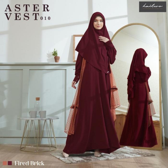 Gambar Gamis Premium Set Hijab Haitwo Aster Vest 10 Warna Coklat Coffee Latte - Fired Brick, XS dari Hibban Online Shop undefined Tokopedia