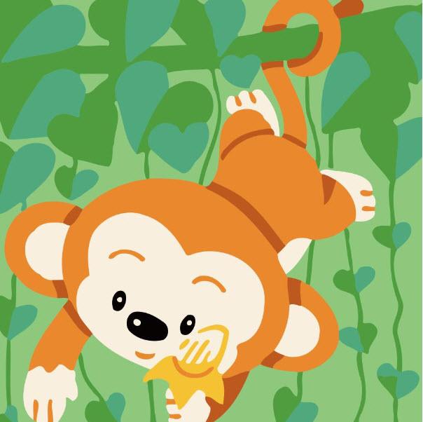 Gambar Framed Canvas DIY Painting by Number 20x20cm for KIDS Lukisan Bingkai - Monkey dari ngelaba undefined Tokopedia