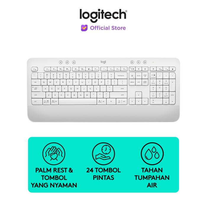 Gambar Logitech Signature K650 Keyboard Wireless Bluetooth Comfort - Putih dari Logitech Official Store undefined Tokopedia