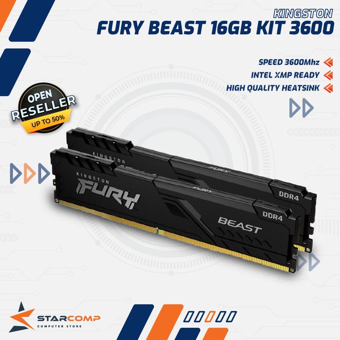 Gambar Kingston Fury Beast 16GB 3600 Kit (8x2) DDR4 Memory RAM 3600Mhz dari Starcomp Origin undefined Tokopedia