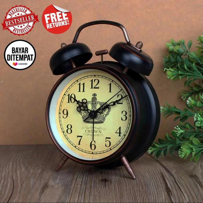 Gambar Enak -Jam Beker Besar Besi Crhome/Alarm Jam Weker Meja/Alarm Clock - besi itam dari enak group undefined Tokopedia