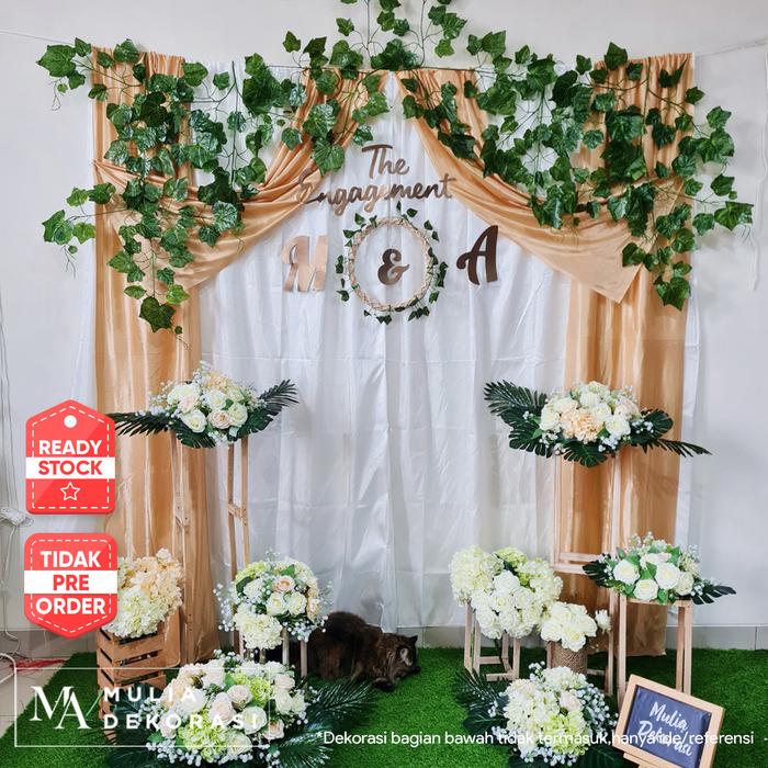 Gambar Dekorasi Bekdrop Lamaran Nikahan Background Filamin Paket Mulia VV - Gold, Kain+AlatPasang dari Mulia Dekorasi undefined Tokopedia