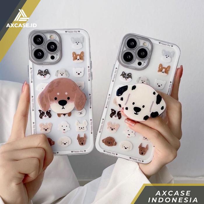 Jual Cute Puppy Popsocket Case iPhone 12 13 Pro Max Mini Softcase
