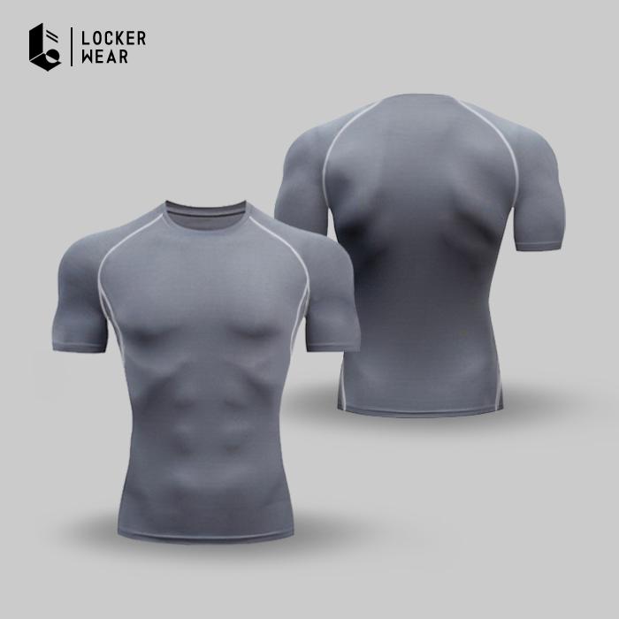 Gambar Baju Olahraga Lengan Pendek Short Sleeve Ketat Compression Shirt Pria - Abu-abu, XXL dari Lockerwear Sports Apparel undefined Tokopedia