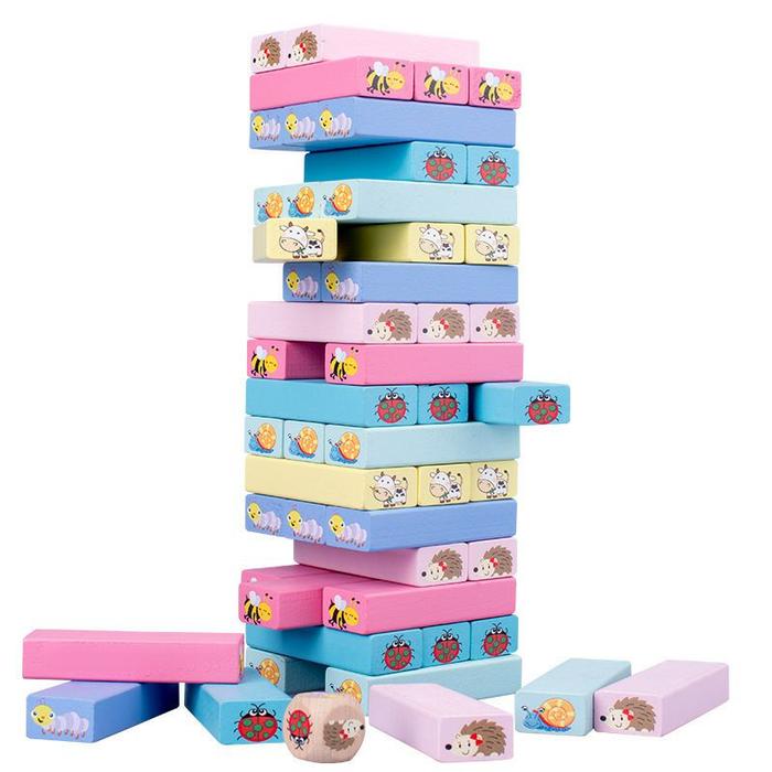 Gambar Mainan Edukasi Wooden Block Stacking Tower game/Mainan Susun Balok - TOWER PASTEL dari GOBER HOUSE88 undefined Tokopedia