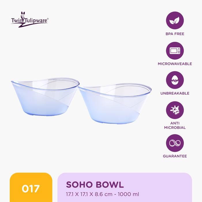 Gambar Mangkok Makan Twin Tulipware Soho Bowl (set of 2) - Blue Diamond dari Twin Tulipware Indonesia undefined Tokopedia