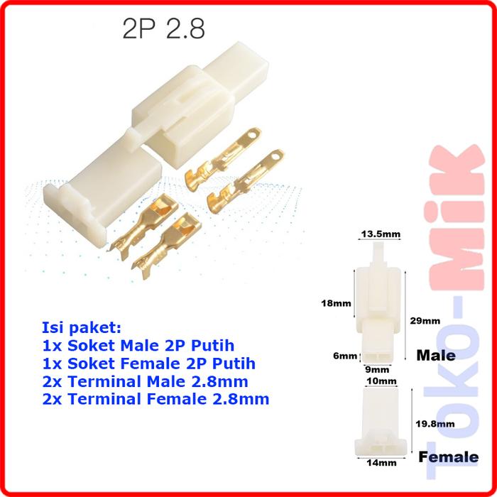 Jual Socket Konektor Sepeda Motor Listrik Mobil 2.8mm 2.8 1P 2P 3P 4P ...