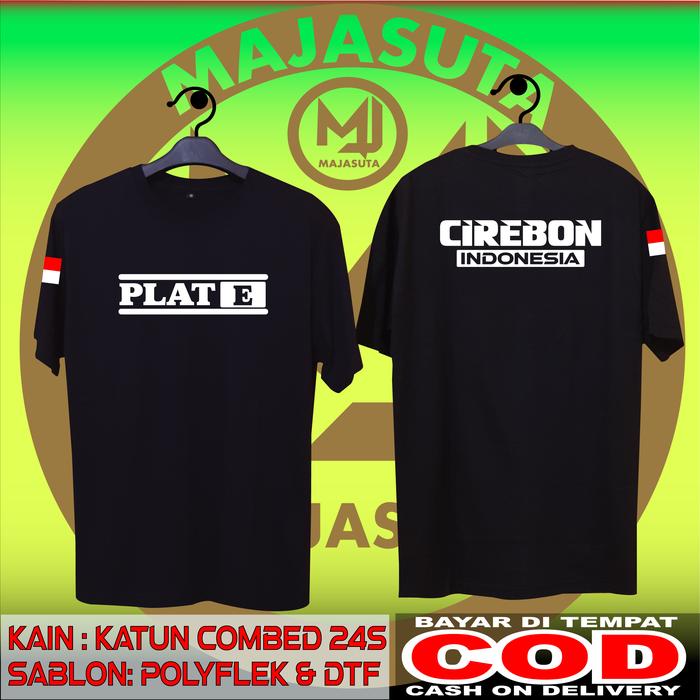 Gambar KAOS PLAT E CIREBON T SHIRT PREMIUM//BISACOD//COMBED 24S - Hitam, S dari MAJASUTA undefined Tokopedia