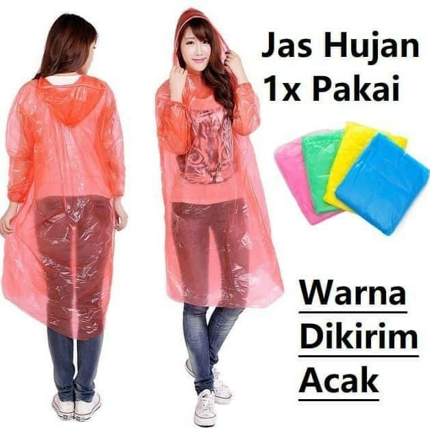 Gambar Jas Hujan Sekali Pakai Plastik Plastic Ponco Disposable Raincoat Baju - Random dari Sejati Official Store undefined Tokopedia