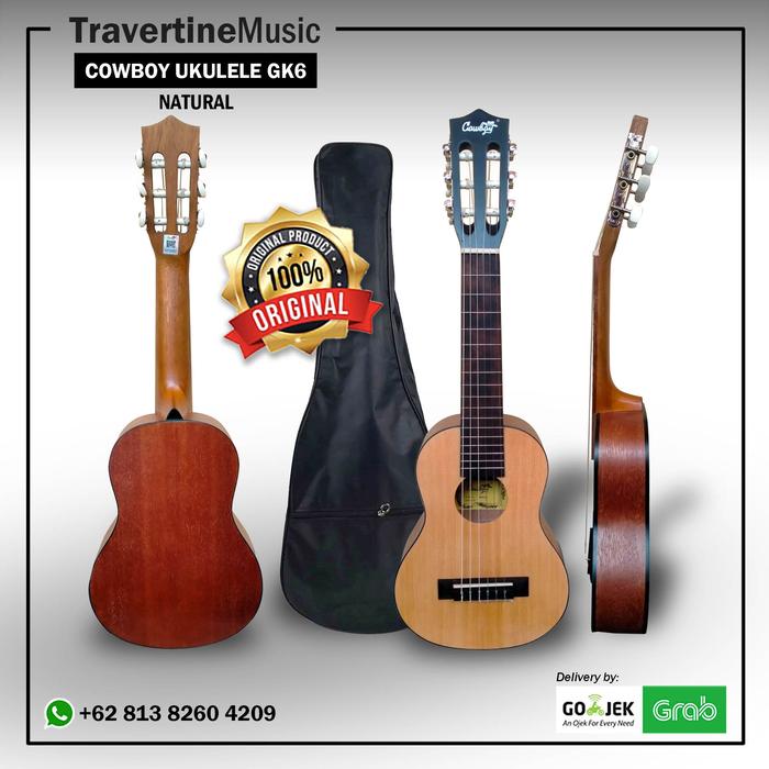 Gambar Gitar ukulele Junior Cowboy 6 senar - NaturalTanpaTas dari Travertine Music undefined Tokopedia