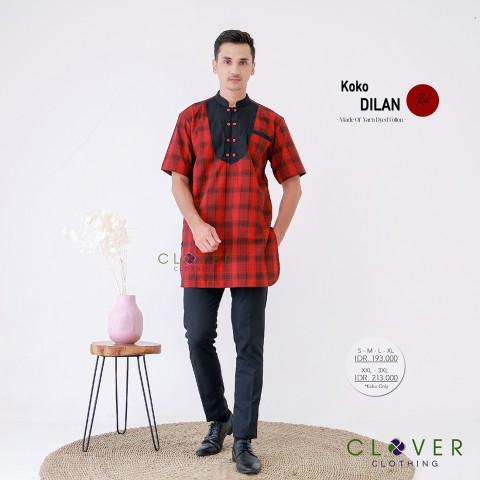 Gambar Baju Koko Pria Lengan Pendek Clover Clothing Koko Dilan - Red, XL dari Griya Muslim Amanah 2 undefined Tokopedia