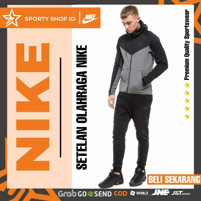 SETELAN OLAHRAGA JAKET CELANA TRAINING RUNNING JOGGING PRIA NIKE TECH  NIKE COMBI GB, M