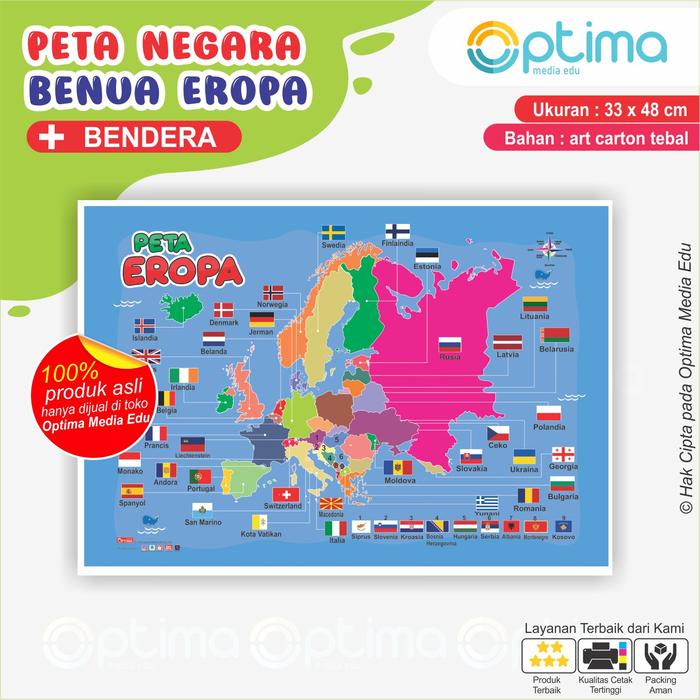 Gambar PETA NEGARA DI BENUA DAN BENDERA NEGARA, ASEAN,ASIA,AFRIKA,EROPA,AMERI - PETA EROPA dari Optima Media Edu undefined Tokopedia