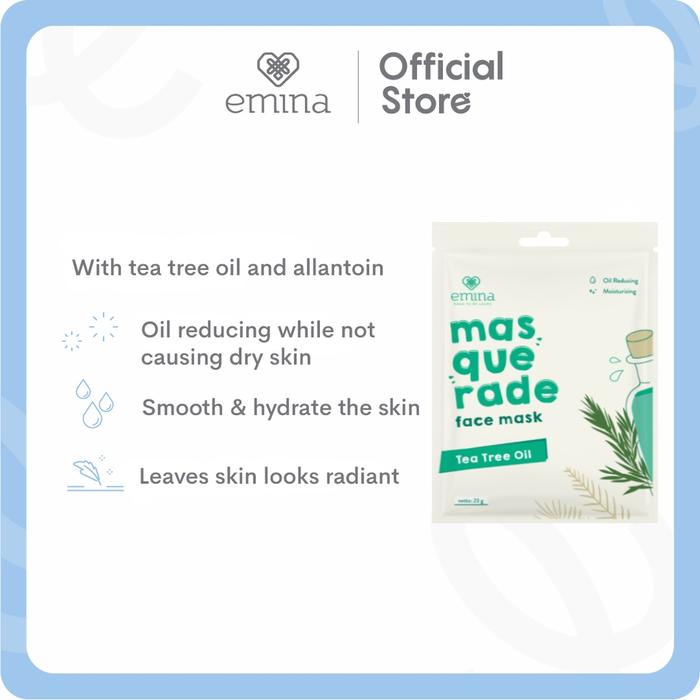 Gambar Emina Masquerade Face Mask - Sheetmask Emina - tea tree oil dari BungaKlip Cosmetic undefined Tokopedia