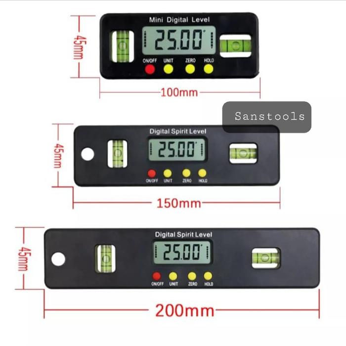 Gambar Mini level box / inclinometer / waterpass digital angle protractor - Hitam 6 inch dari Sanstools undefined Tokopedia