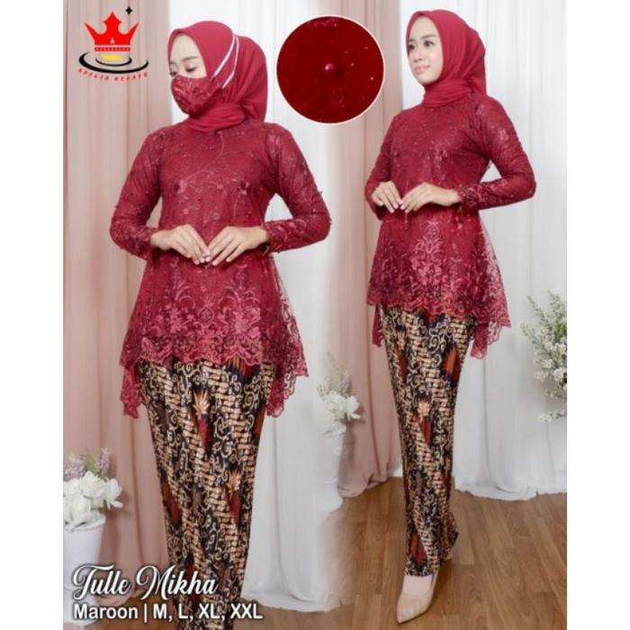 Gambar SET KEBAYA MIKHA ~ KEBAYA MODERN ~ KEBAYA KONDANGAN ~ KEBAYA WISUDA - maroon, M dari Lanosignature undefined Tokopedia