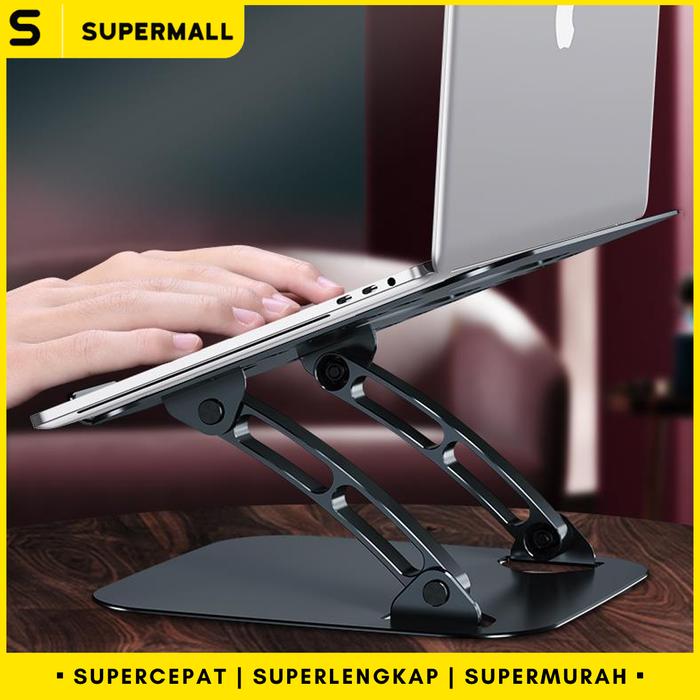 Gambar Foldable Adjustable Laptop Stand Holder Aluminium Meja Laptop Tatakan - Pure Black dari Supermall Nusantara undefined Tokopedia
