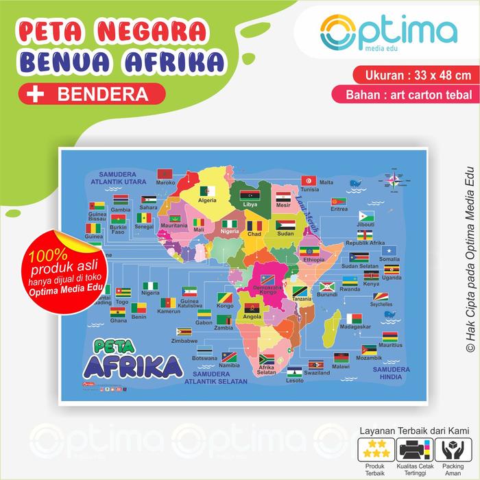 Gambar PETA NEGARA DI BENUA DAN BENDERA NEGARA, ASEAN,ASIA,AFRIKA,EROPA,AMERI - PETA AFRIKA dari Optima Media Edu undefined Tokopedia