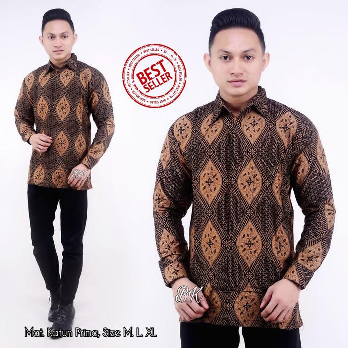 Gambar baju batik pria hitam manis kemeja batik sogan bahan katun prima M LXL - 4, M dari cowokerenolshop undefined Tokopedia